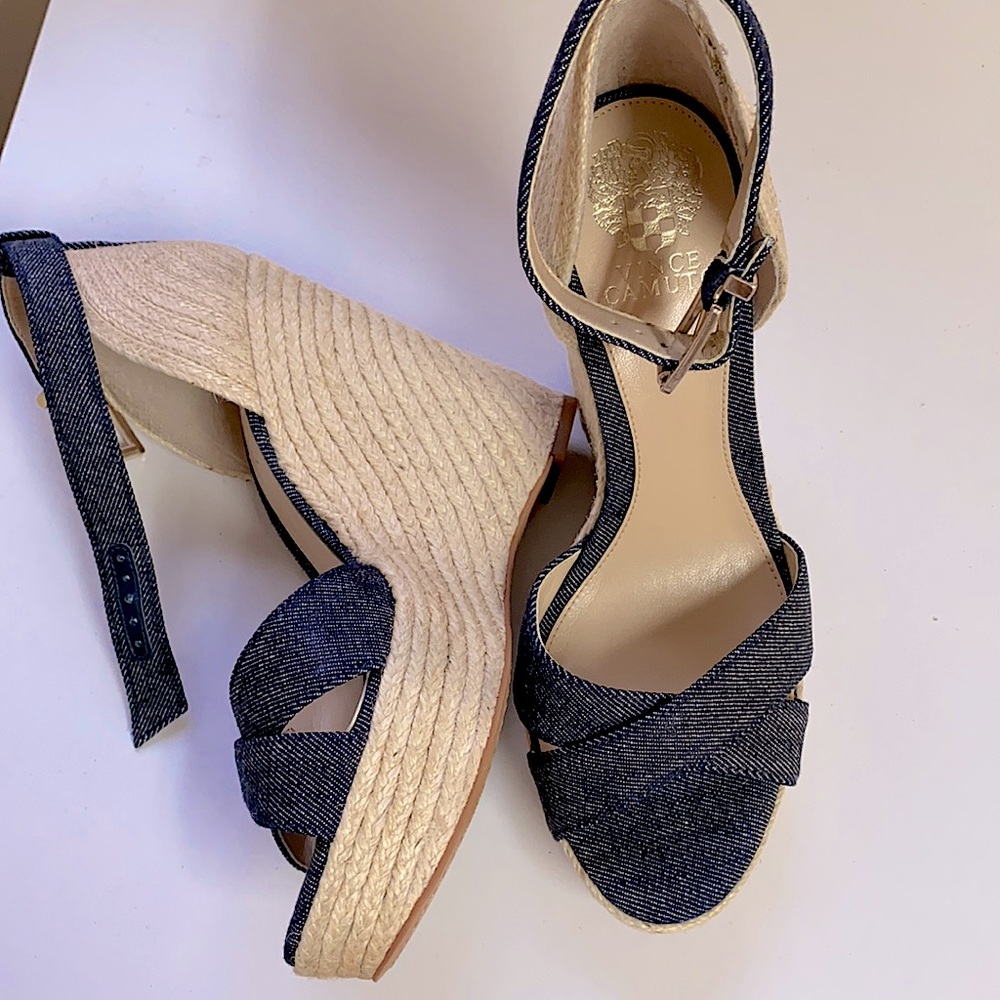 Vince camuto denim wedges sz8.5
